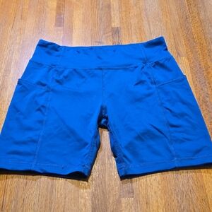 Athletic‎ Works Women XL (14-16) Bold Blue Stretch Bike Pocket High Waist Shorts